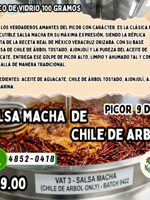 Salsa Macha de Chile De Arbol - frasco vidrio 100g